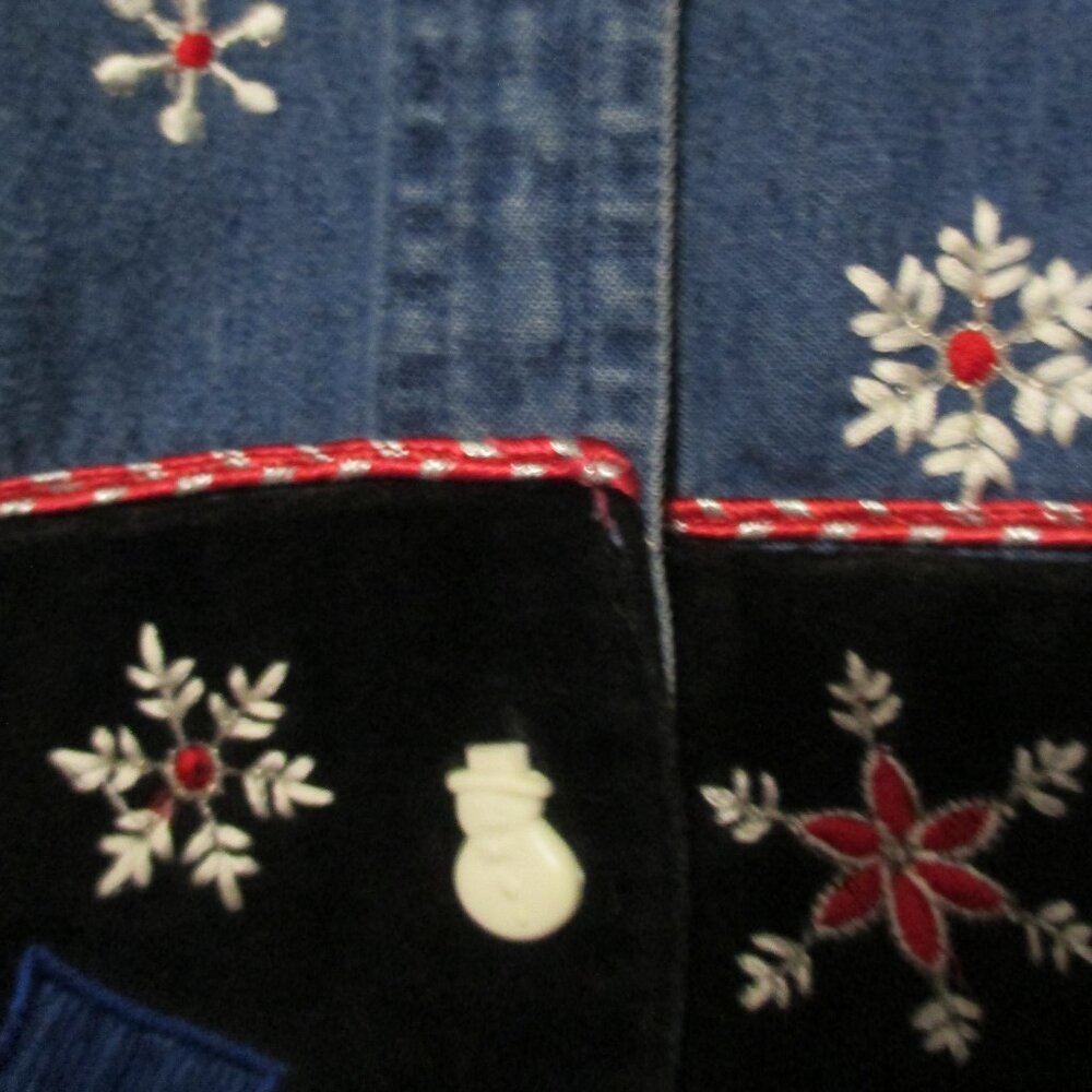 Tantrums Vintage top denim Christmas snowmen - Picture 4 of 11